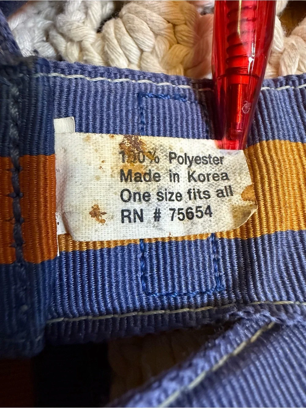 Vintage Y2K Abercrombie & Fitch Moose D Ring Belt Blue Orange Stripe Preppy